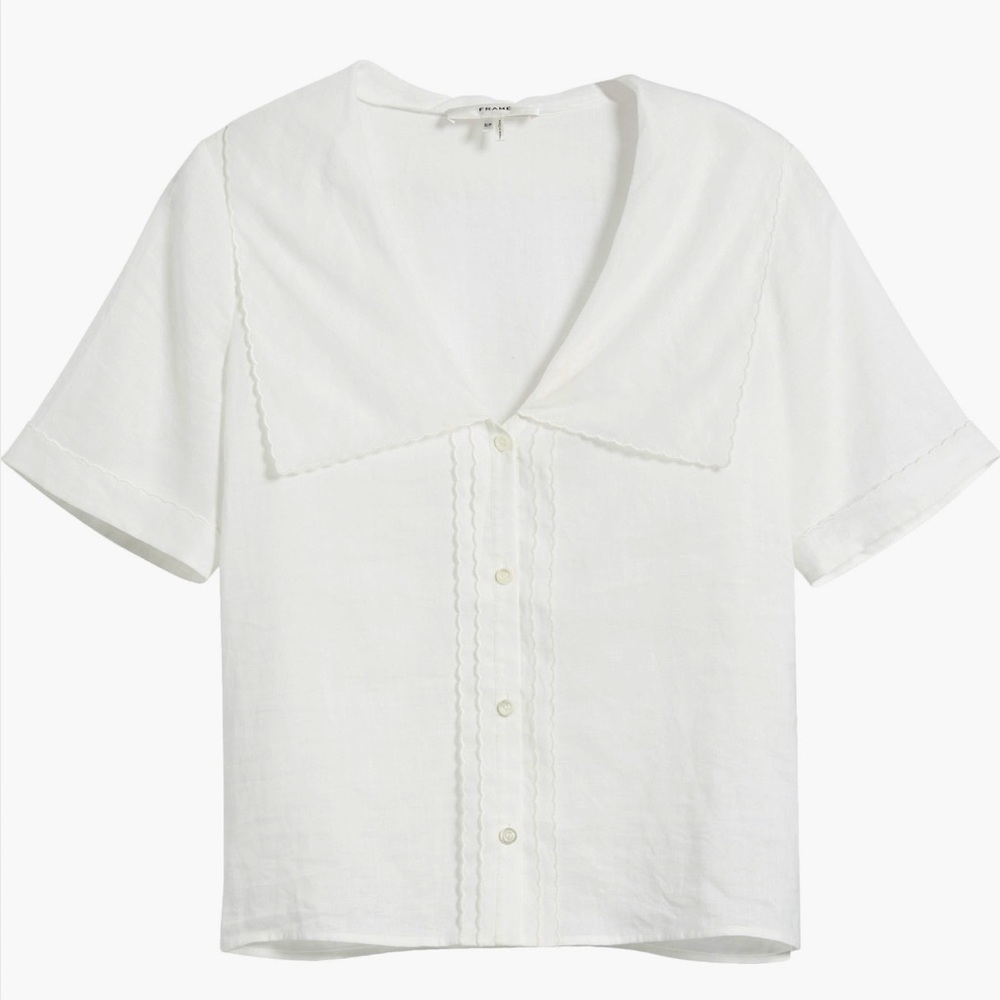 FRAME The Scallop Sailor Blouse White XS NWT